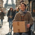 Alt d'image: "Personne en fauteuil roulant consultant les aides financières pour déménagement à Paris