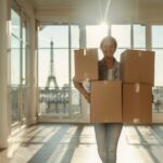 Aide ménagère professionnelle emballant soigneusement des objets pour un déménagement efficace à Paris, illustrant comment bénéficier d'une aide ménagère lors d'un déménagement.